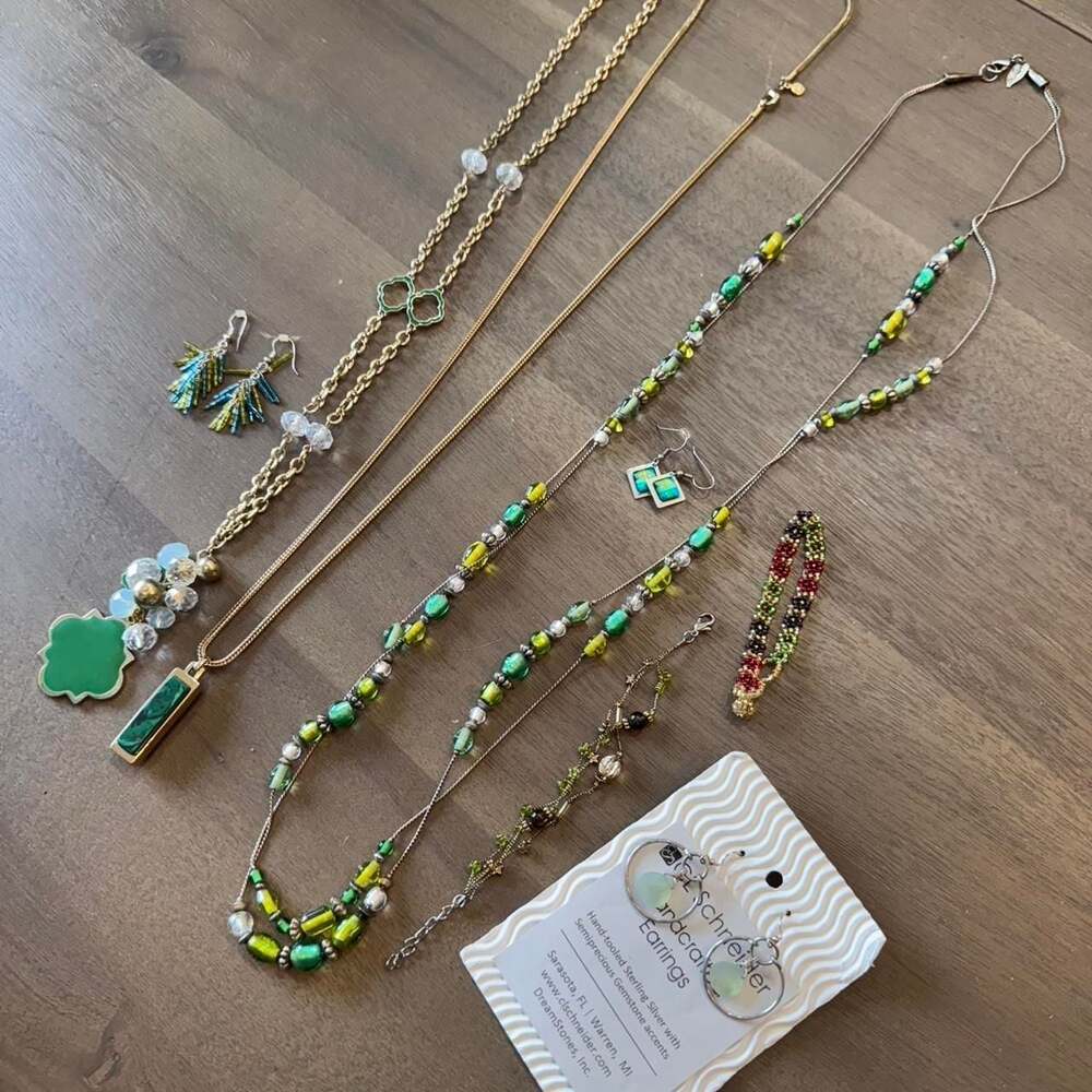 Bundle Boho Green Jewelry Artisan Bundle Lot 9 Pieces